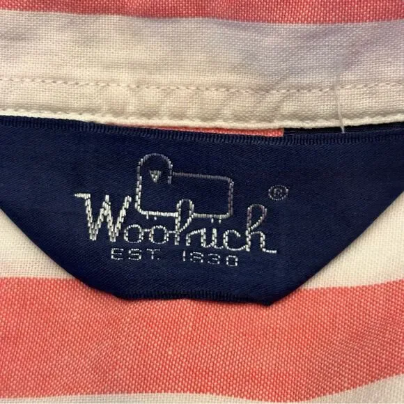 Woolrich Short Sleeve Button Front Red Stripe Cotton Shirt Womens XL - Picture 5 of 5